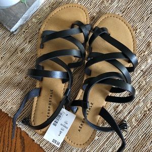 Size 6 Aeropostale Strappy Black Sandals